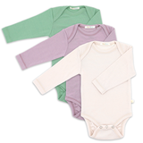 Комплкет от 3 броя боди с дълъг ръкав и обло деколте от 100% органична мериносова вълна