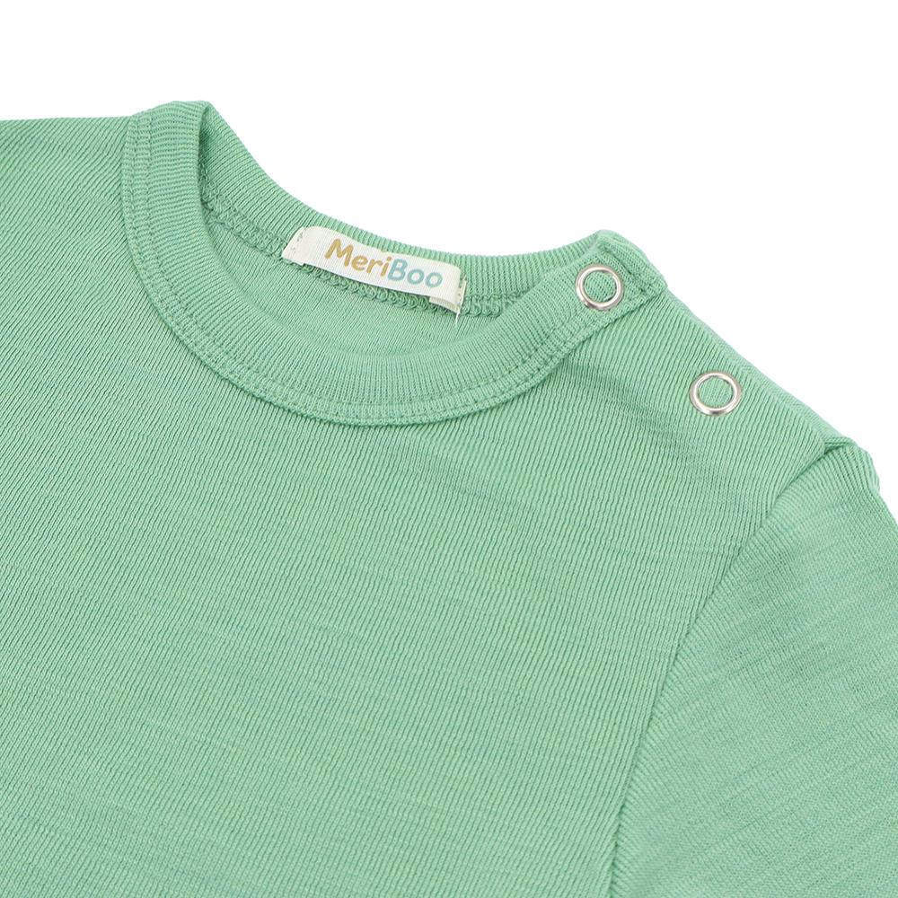 Комплкет от 3 броя боди с дълъг ръкав и деколте с копченца от 100% органична мериносова вълна